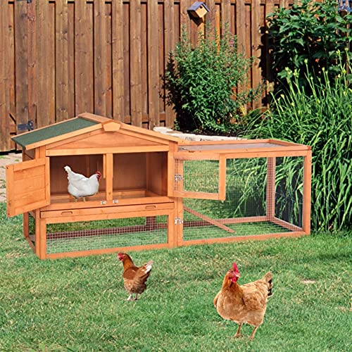Habitat benodigdheden magazijn 61"Waterdichte twee-tier houten konijn hutch kooi kip coop huis bunny kip huisdier dier achtertuin volledig vriendelijk (Color : Natural) - Afbeelding 7