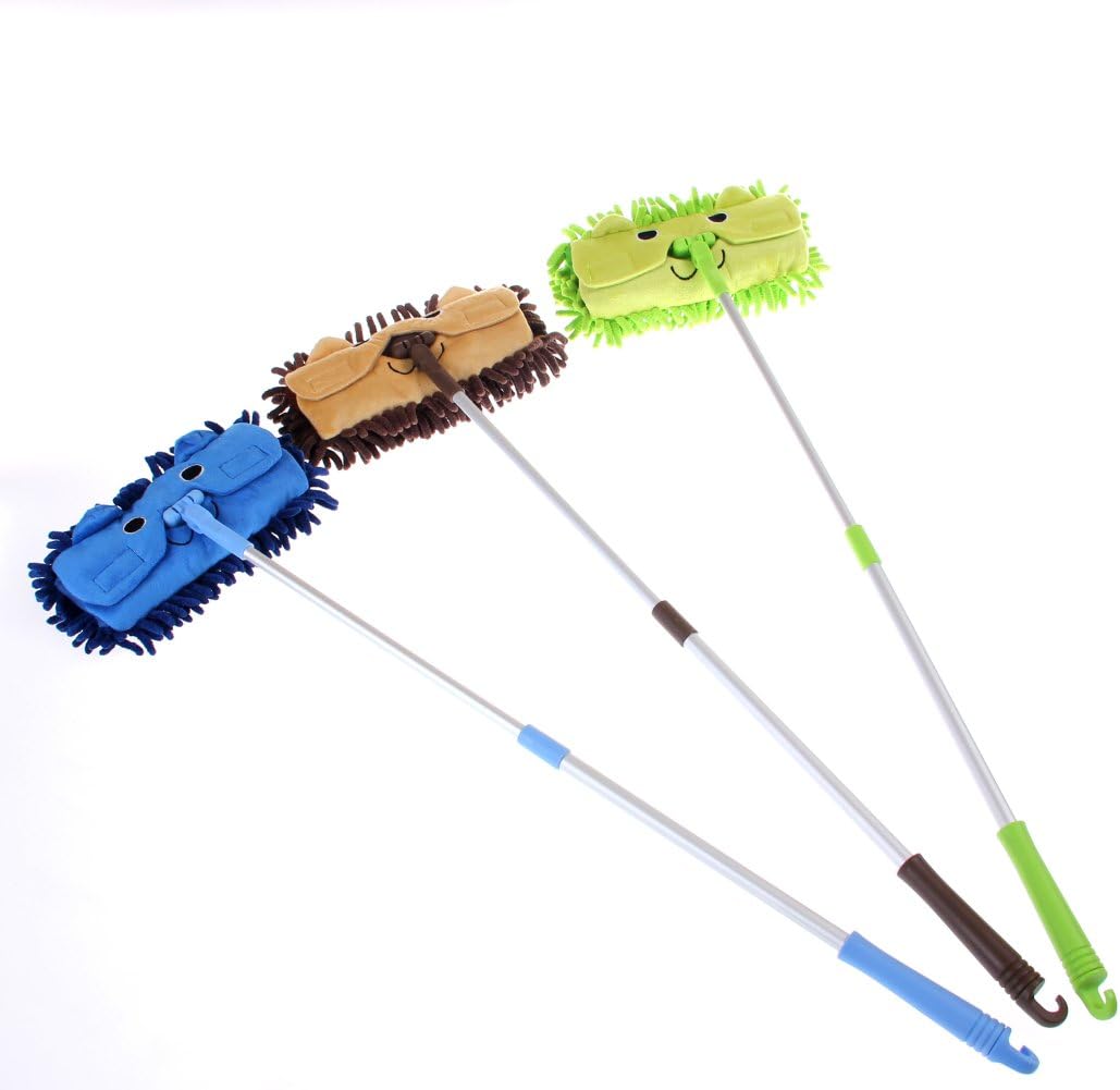 Mini Housekeeping Cleaning Tools for Children,3pcs Include Mop,Broom,Dustpan (Blue Mop+Frash Blue Broom&Dustpan)