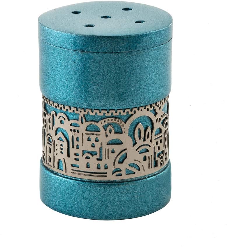 Yair Emanuel Jerusalem Salt Shaker Anodized Aluminum Holy Land Judaica Gift (Turquoise SAG-2)