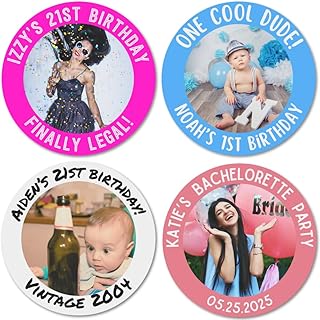 40 Custom Photo Stickers with Text, Personalized Birthday Stickers with ...