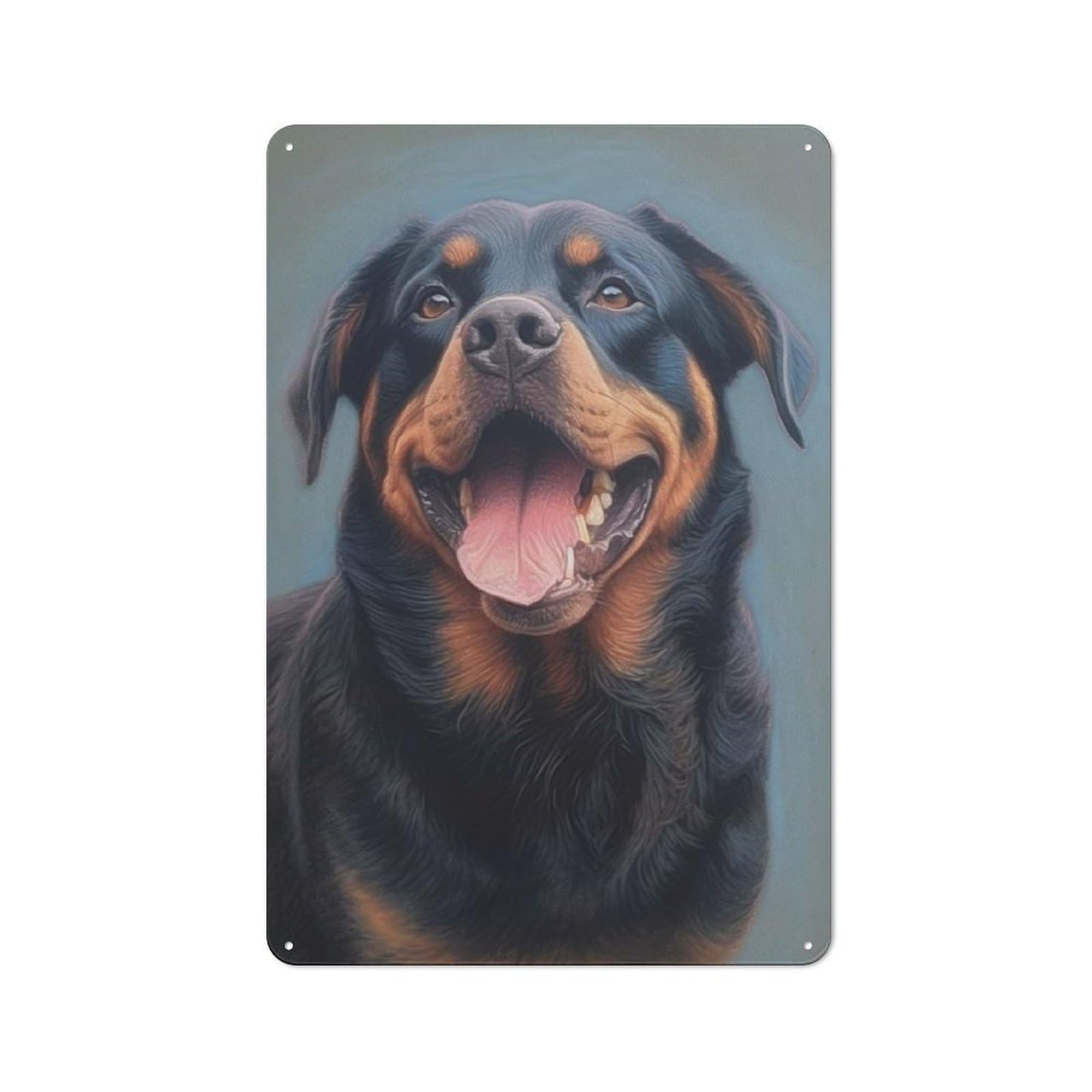Junmoney Rottweiler Sketch Metal Plaque 30X20cm With For Hallway Wall, Rustic Decor, For Garage, Workshop And Man Cave Decoration