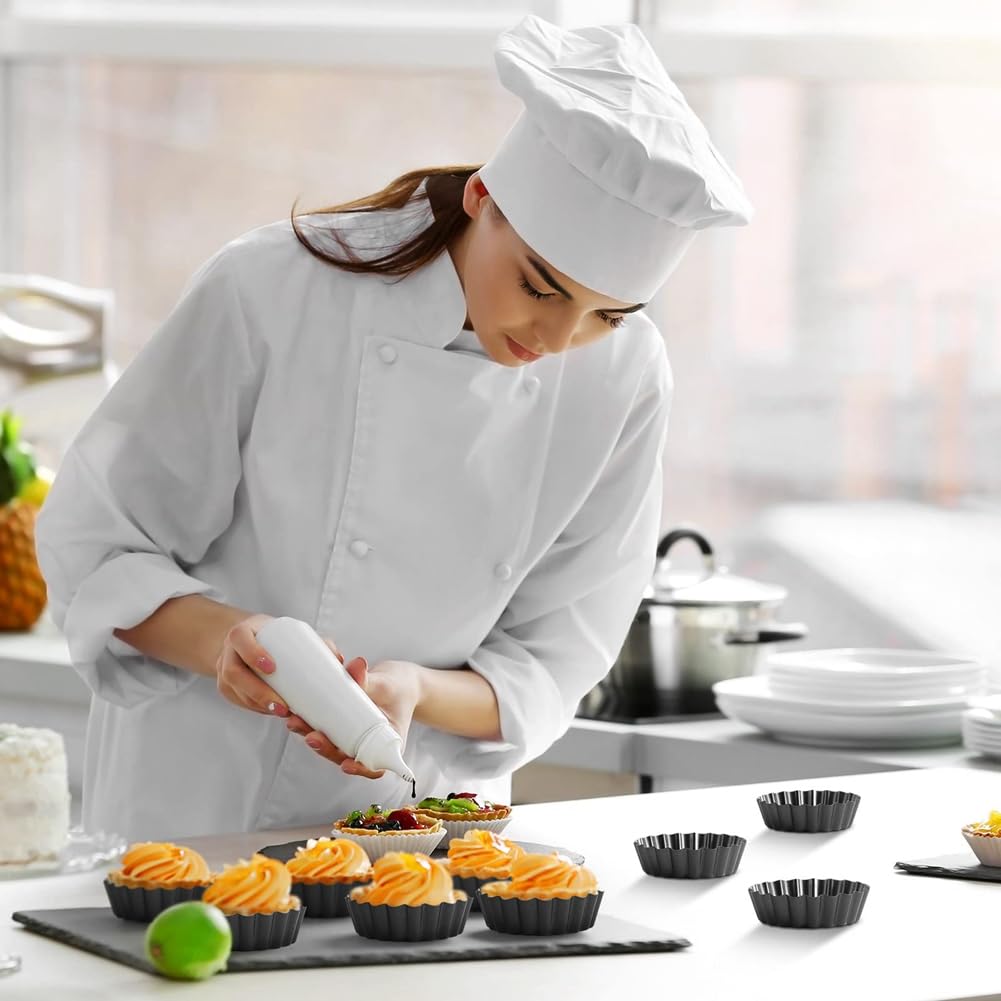 32 Piezas Mini Moldes para Tarta de 3 Pulgadas Molde para Tarta de Huevo con Fondo ExtraíBle Molde Redondo para Quiche Mini Moldes para Tartas Molde para Hornear