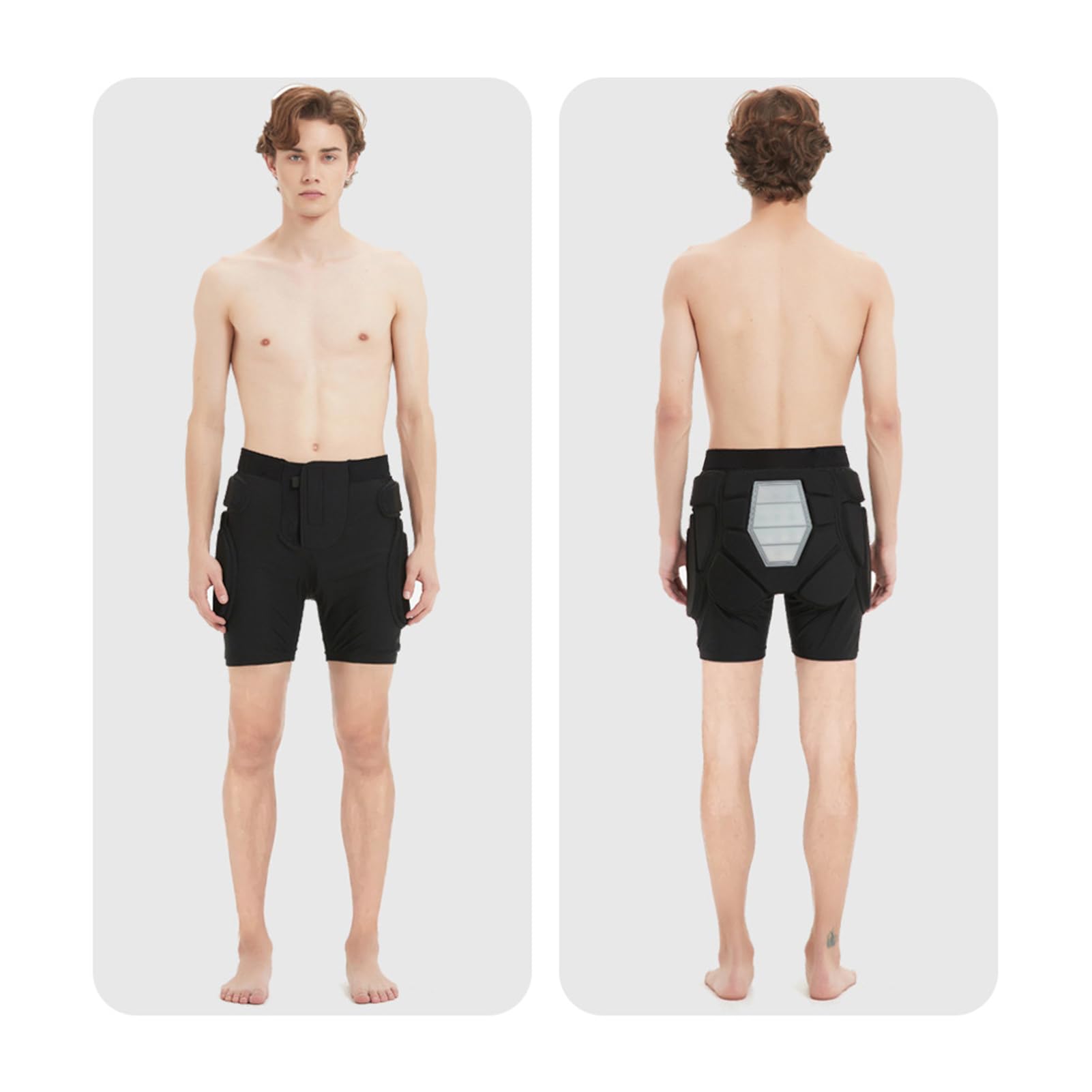 Short de Protection rembourré 3D avec Coussinet de Fesses en Silicone EVA pour Le Snowboard et Le Patinage