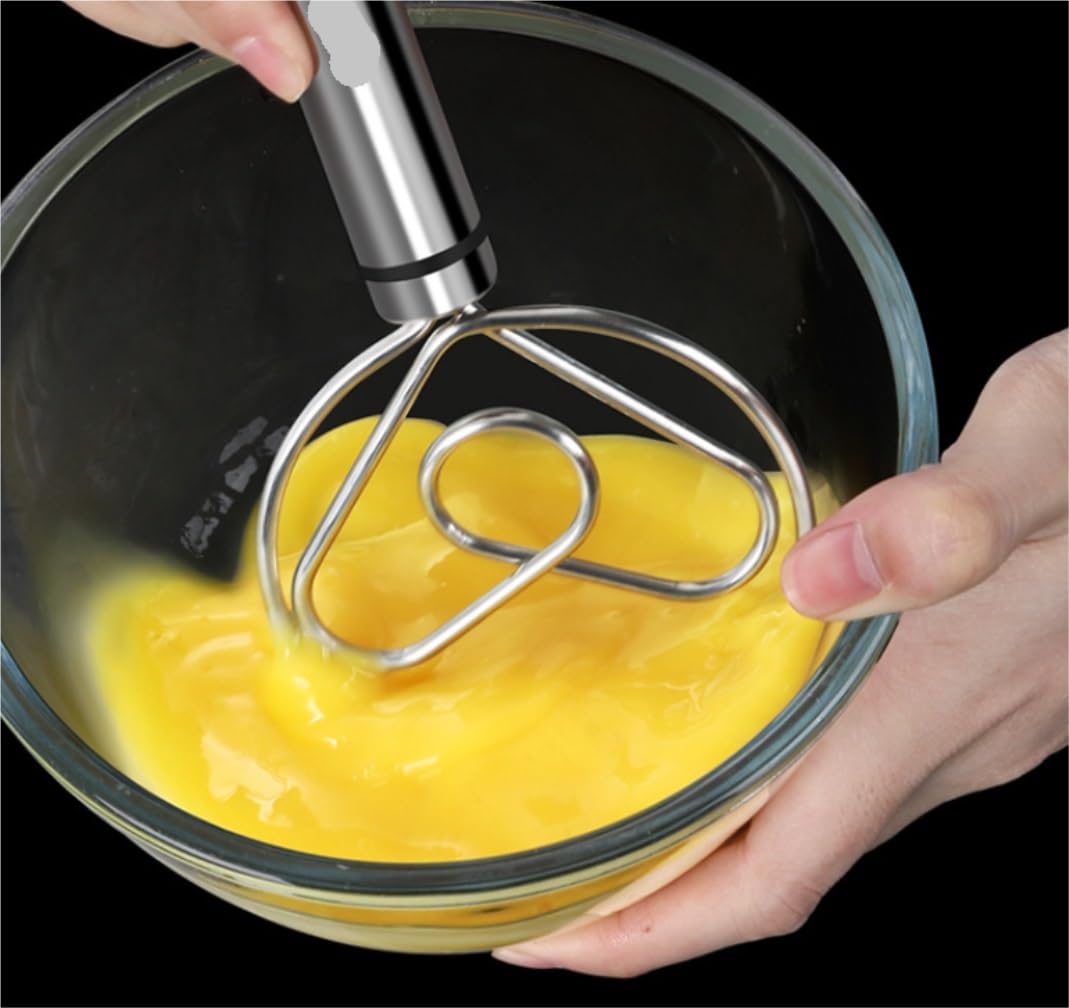 Varillas de Batir para Cocinar Batidor De Huevos Manual De Acero Inoxidable, Espumador De Leche Multifuncional, Batidor De Mano con Empuje Manual Huevos, Espumar, Batir