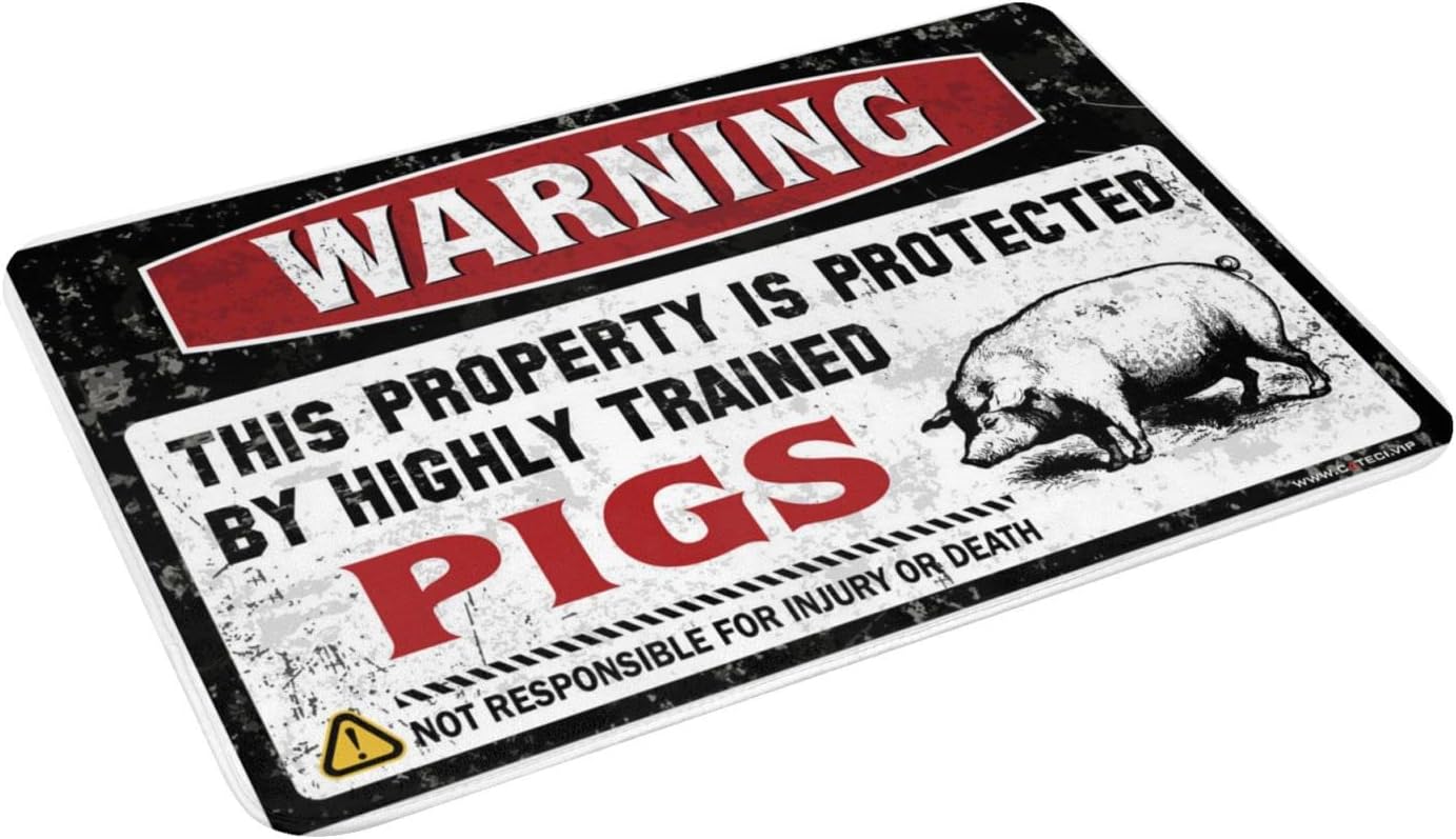 Bar for Man Cave Warning This Property is Protected By A Highly Trained Pigs Doormat Patio Decorations Outdoor Shoes Here Mat(50X80CM)