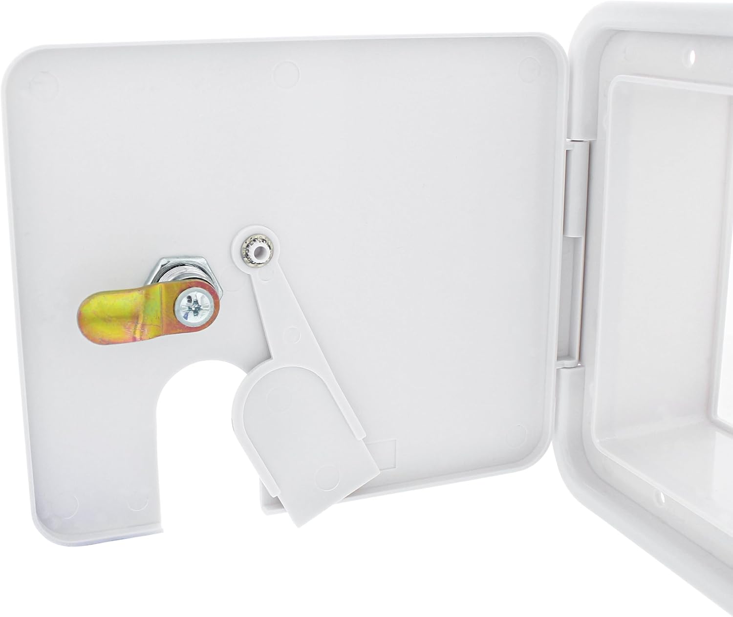 Dumble Low Profile Electric Cable Hatch RV Electric Cord – White RV Camper Electric Cord Cover 7.5in x 6.5in Square
