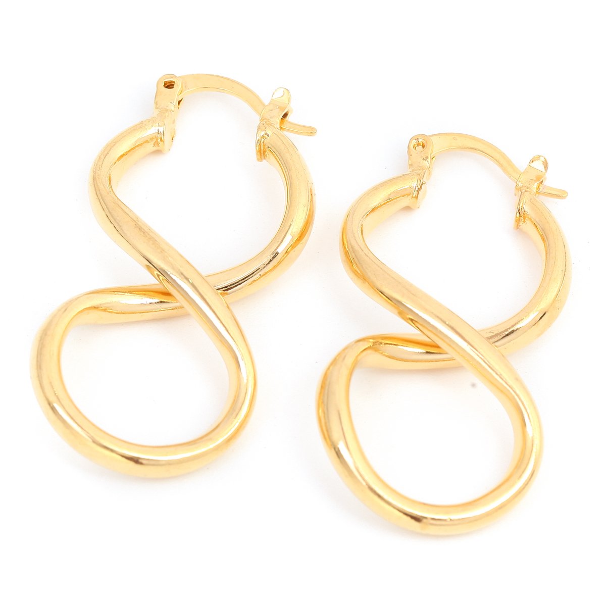 Chapado en Laton ゴールド　D Amazon.com: Aretes de aro chapados en oro con número 8 de