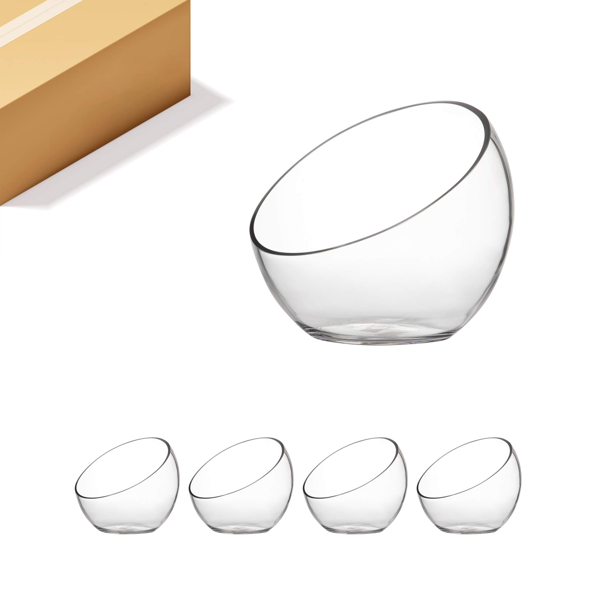 Buy WGV Slant Cut Glass Vase Bulk, Width 9", Height 8.25", Clear