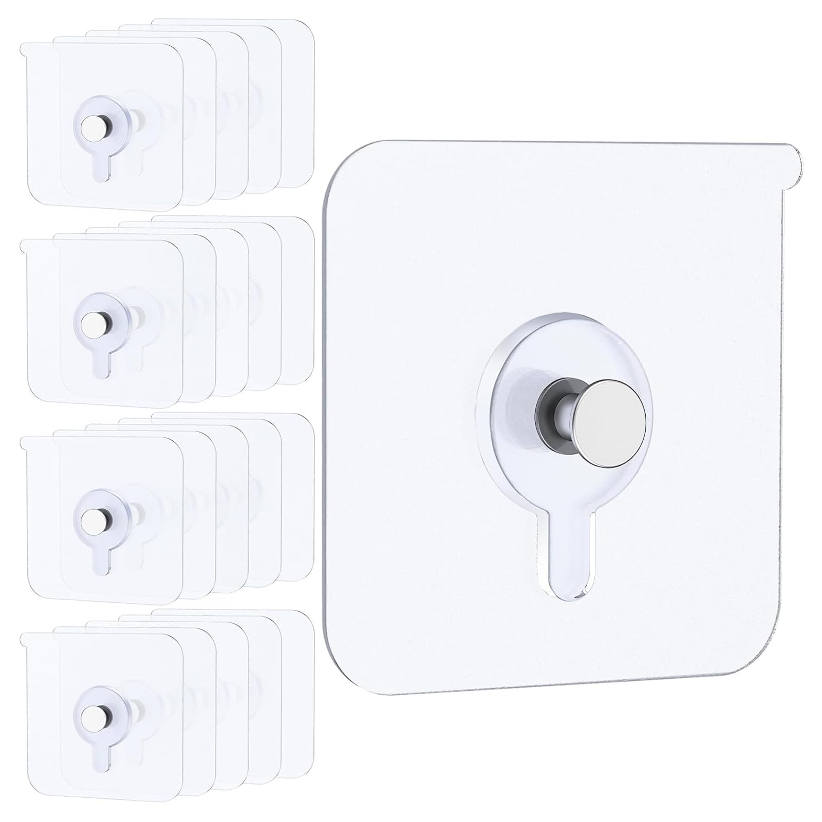 Yevon Transparent No Nails Picture Hanging Hooks - 20 Pack Strong Stick On Picture Hooks - Waterproof Self Adhesive Wall Hangers For Frames, Pictures, Wall Decoration And So On