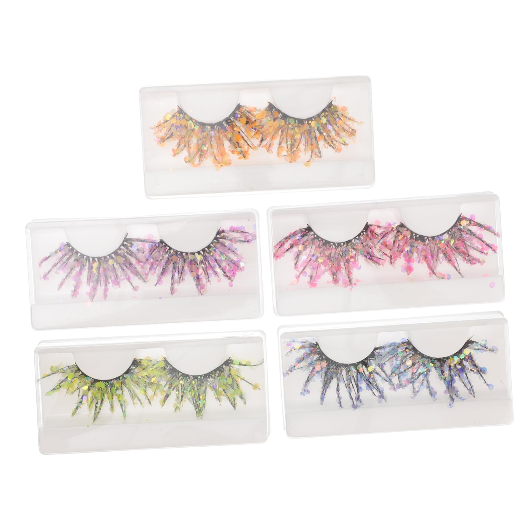 Mipcase 25paires Faux Cils Colorés Fluorescents Avec Paillettes Cils Décoratifs Éblouissants Pour Halloween Cosplay Et Fêtes Styles