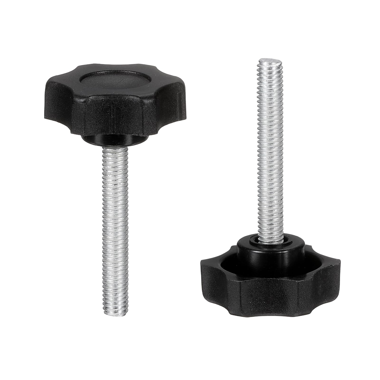 sourcing map 2 Pcs Star Knobs Handles M6 x 40mm (1mm Pitch) Male Thread Metric Carbon Steel Hand Tightening Clamping Screws Threaded Stud Knob Bolts for Woodworking Jigs, Black — image 1