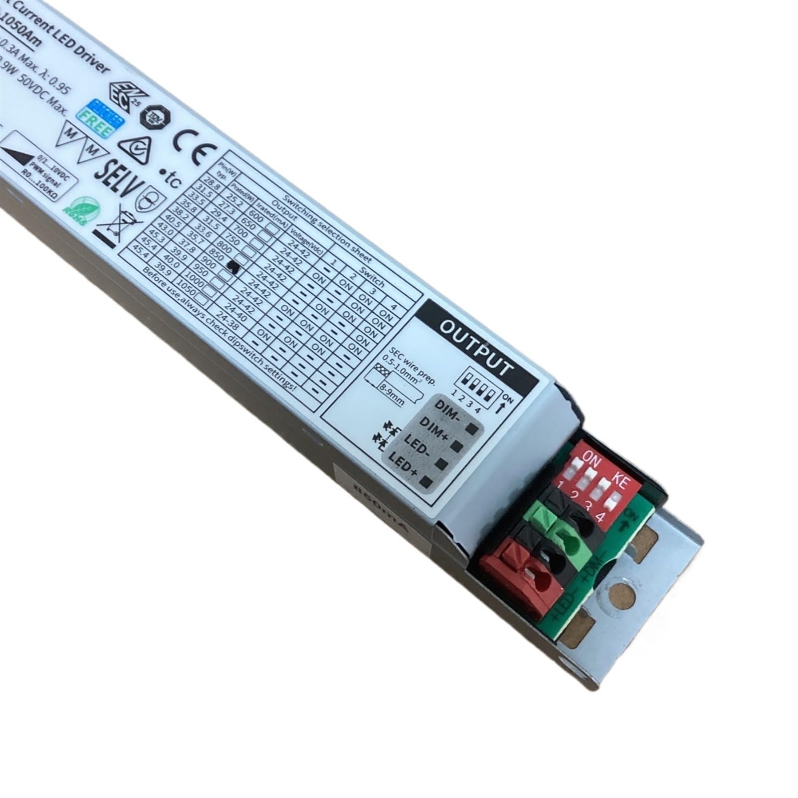 1 Uds. Controlador LED Regulable Lineal de Corriente Constante 40W BK-KHL040-1050Am 1-10V PWM RX atenuación 10 Niveles 600mA