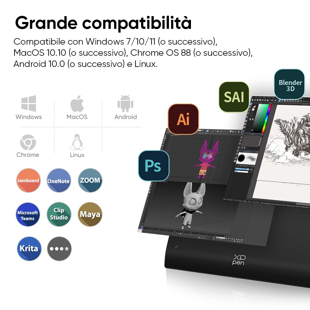 XPPen Deco Pro MW (Gen 2) Tavoletta grafica Bluetooth da 9x6", Penna passiva a 16K levelli di pressione, 10 Ore di Autonomia, Incluso Mini Tasteria Remota, Poggiapolsi ergonomico
