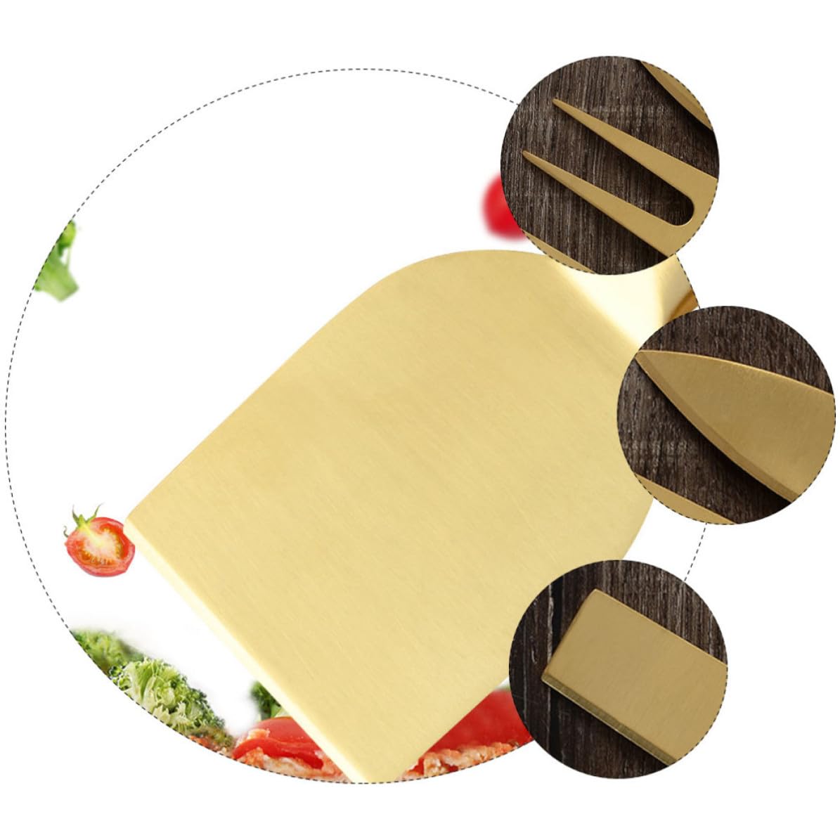 Healeved Kit de Couteaux à Fromage Cœur Semi et Formes Rectangulaires en Acier Inoxydable Doré 4 Pièces Coupe-fromage Léger pour Table à Dîner et Recevoir