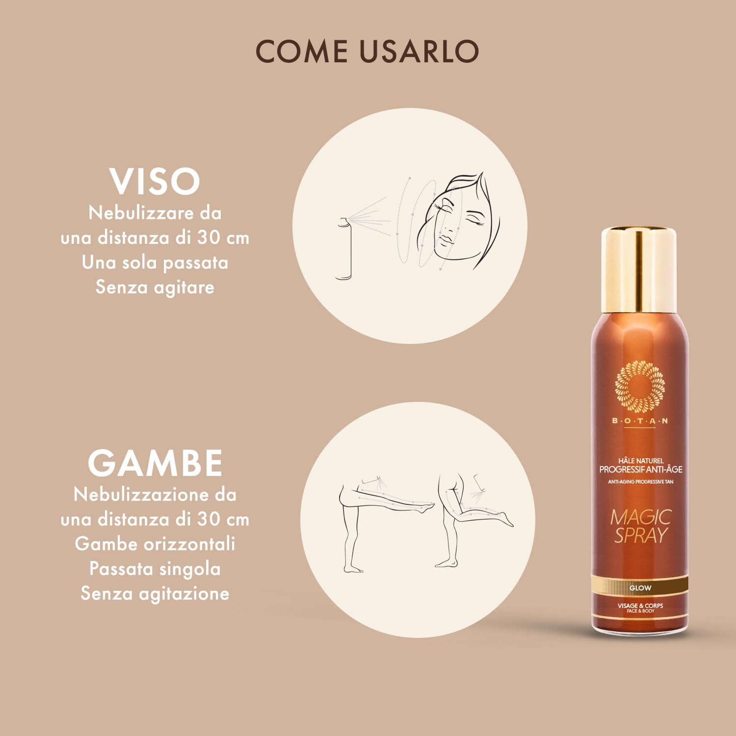 BOTAN Cosmetics - Spray Autoabbronzante Progressivo Anti-età 125 mL - Abbronzatura Naturale e Satinata - Vegano e Senza Alcol