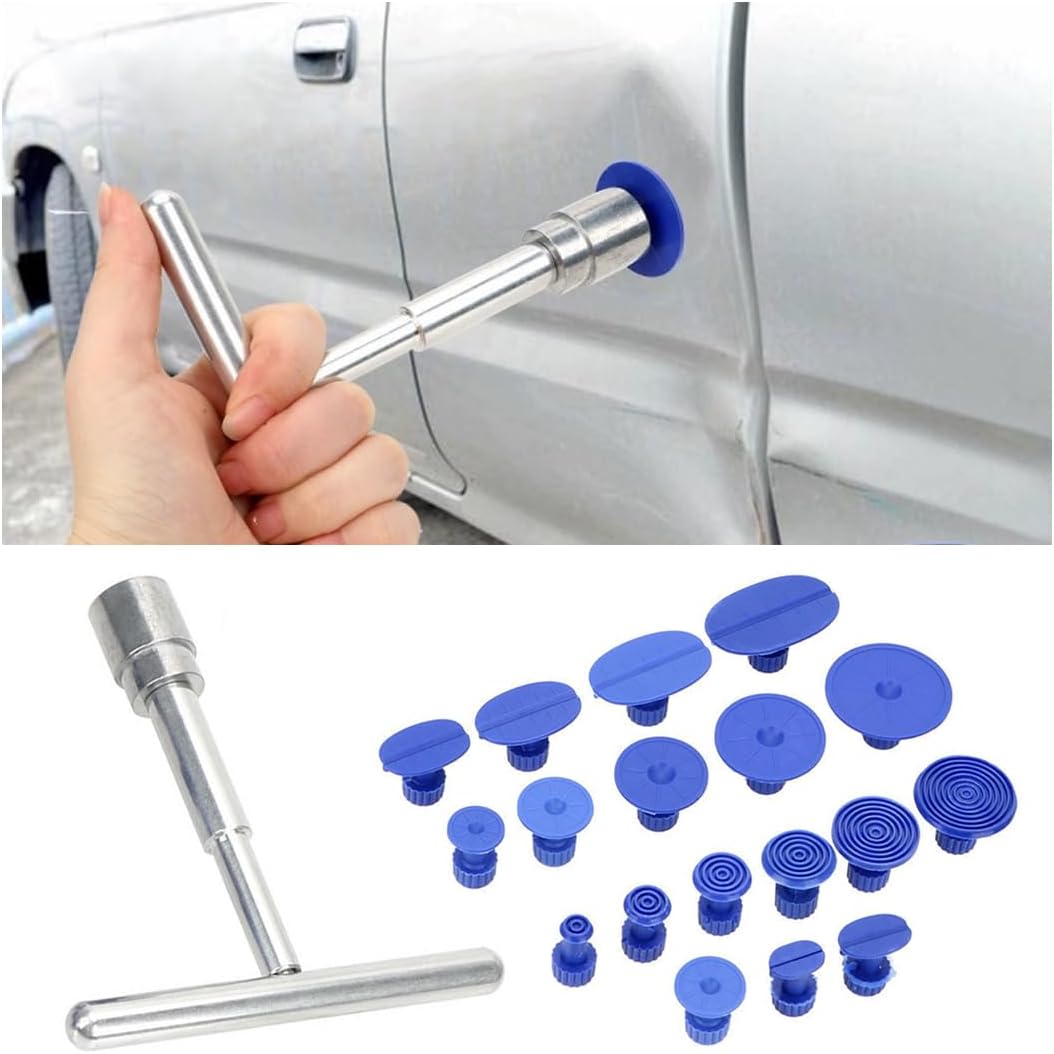 AICEL 18 Pcs Car Dent Puller Kit, Auto Paintless Dent Repair Tool, Car Body Dent Remover with Pro Slide Hammer Tools for Car, Glass, Screen, Tiles & Objects Moving, Universal Vehicle Accessories
