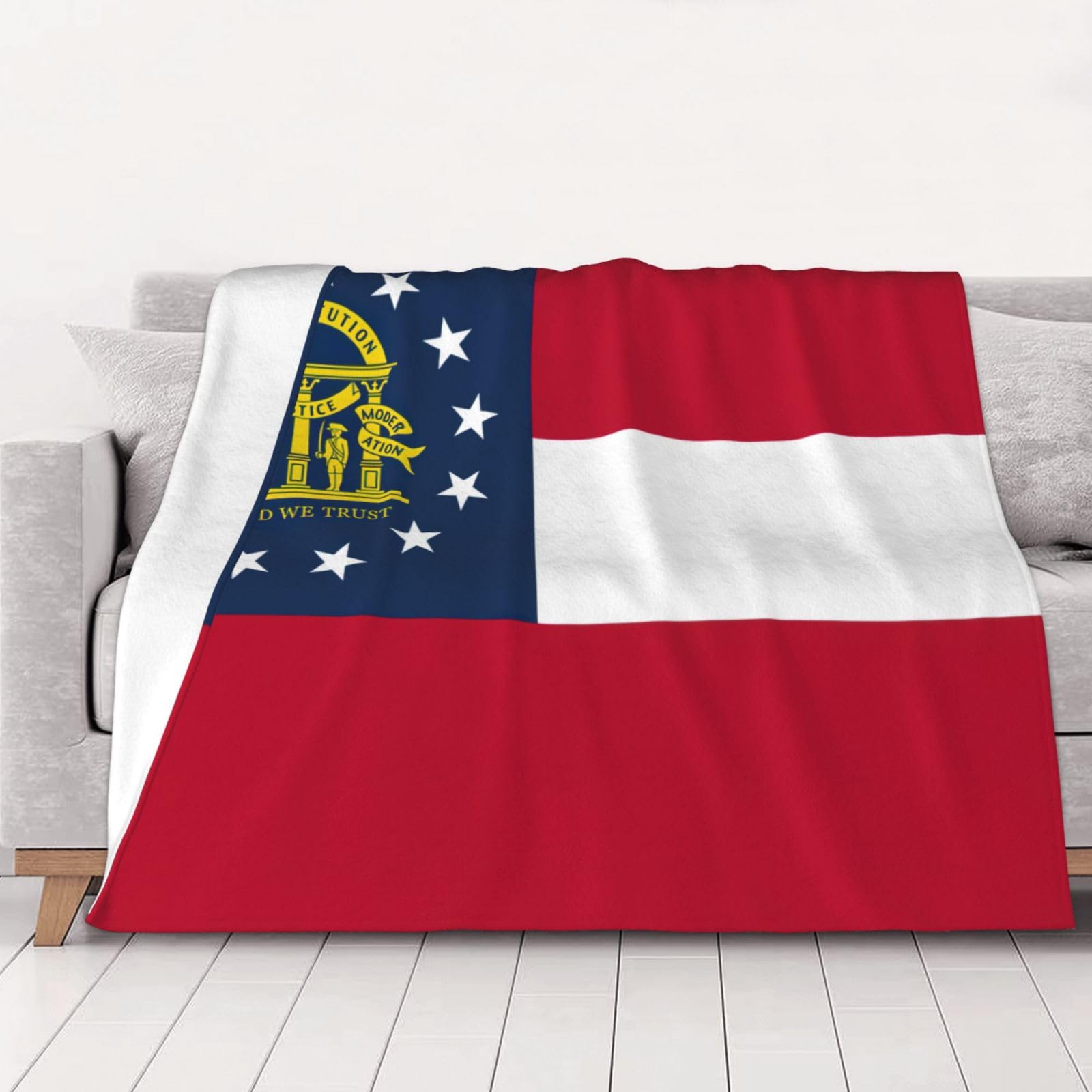 Couverture en flanelle drapeau Géorgie jeté de lit toutes saisons