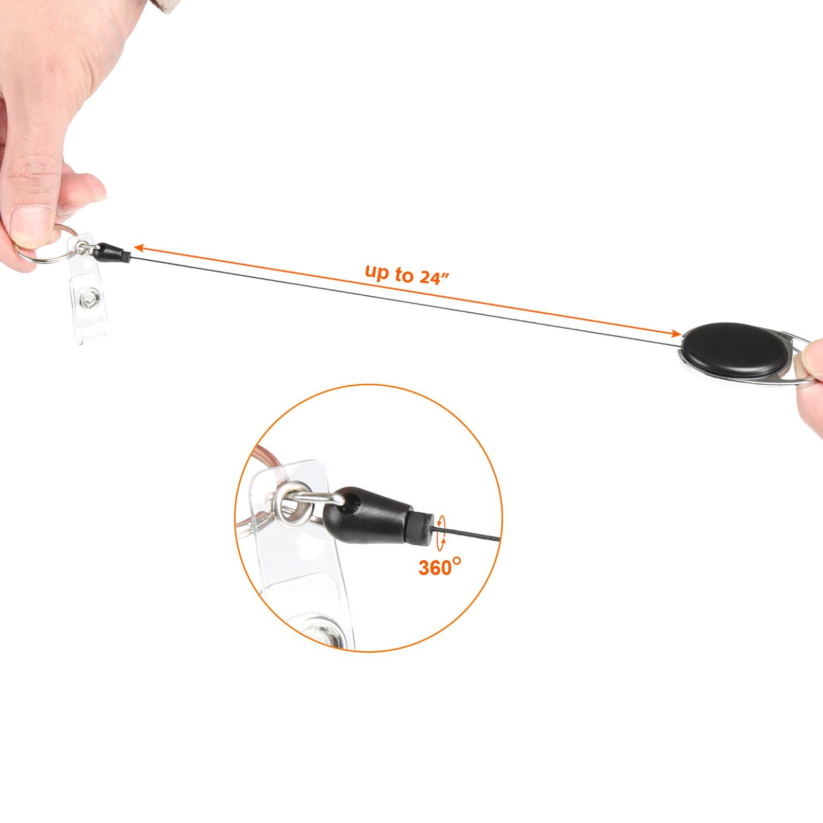 Amazon | ljdeals格納式バッジホルダーキーリング付きカラビナリール