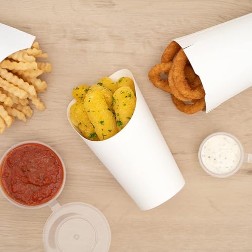 Miniatura 13 de Restaurantware Bio Tek - Recipientes para papas fritas de 16 onzas, 100 tazas desechables de charcutería, diseño inclinado, redondo, de papel