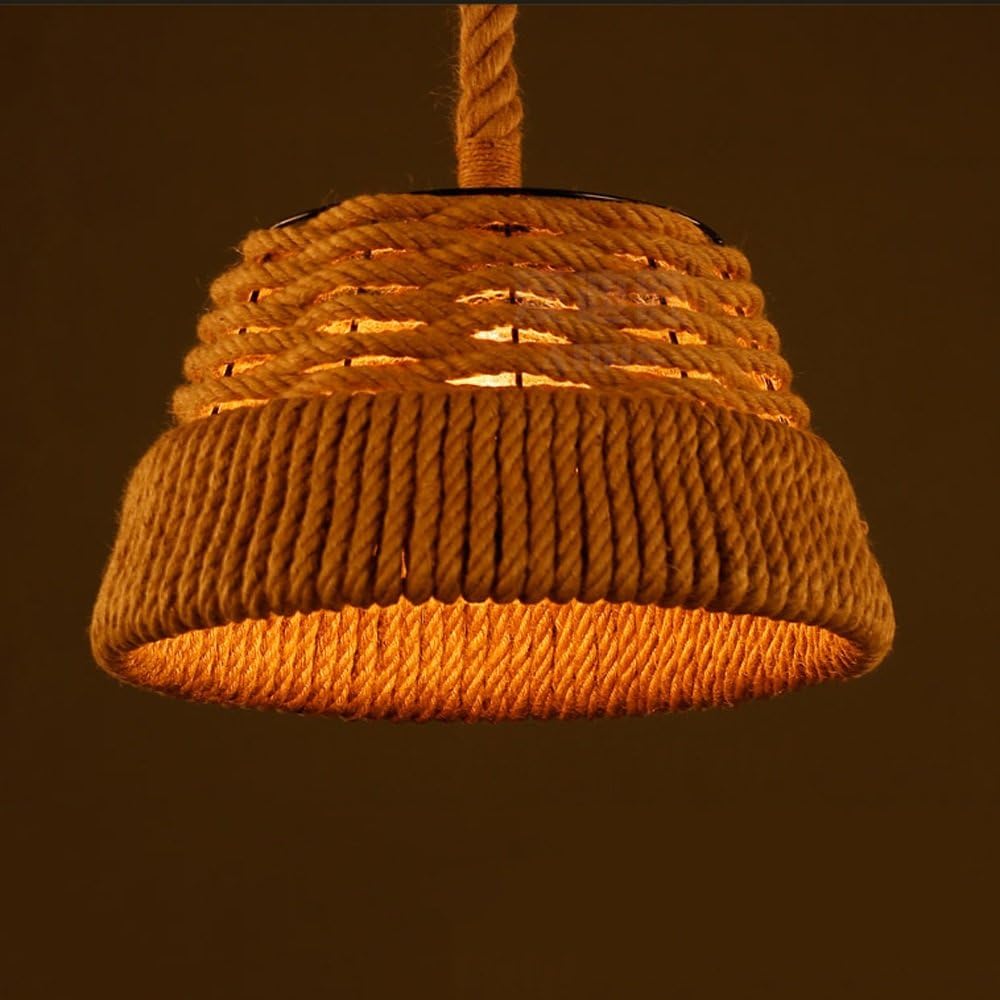 Pendant Lamp Steampunk Retro Hemp Rope Single Head Adjustable Chandelier Vintage Loft Openwork Hat Pendant Lights Edison Industry Nostalgia Iron Ceiling Lamp Hanging Light For Pub Farmhouse Exhi