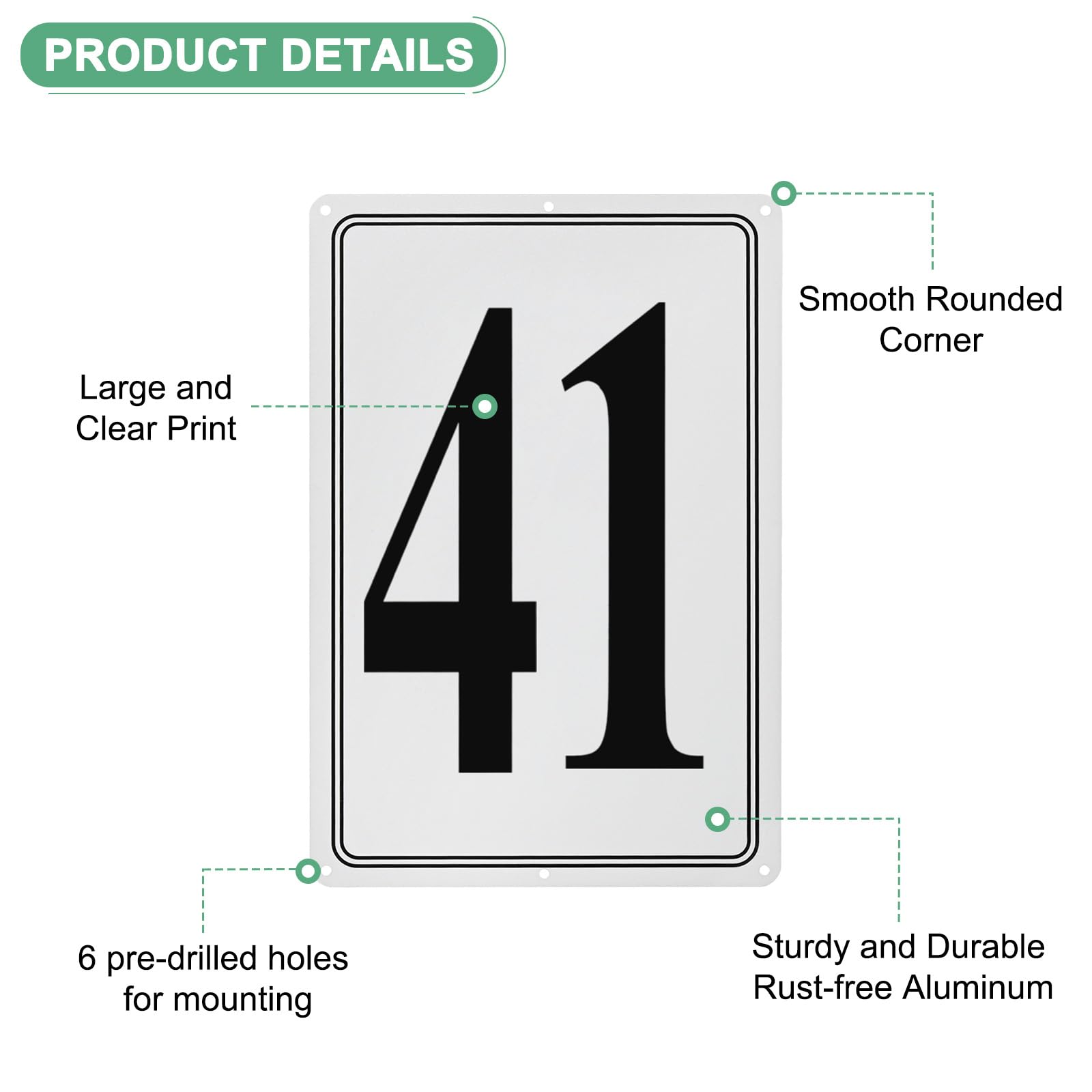 M METERXITY Aluminum Number Sign 41, 11.8 Inch House Numbers and Metal Letters, Parking Spot Letter Signs - Image 2