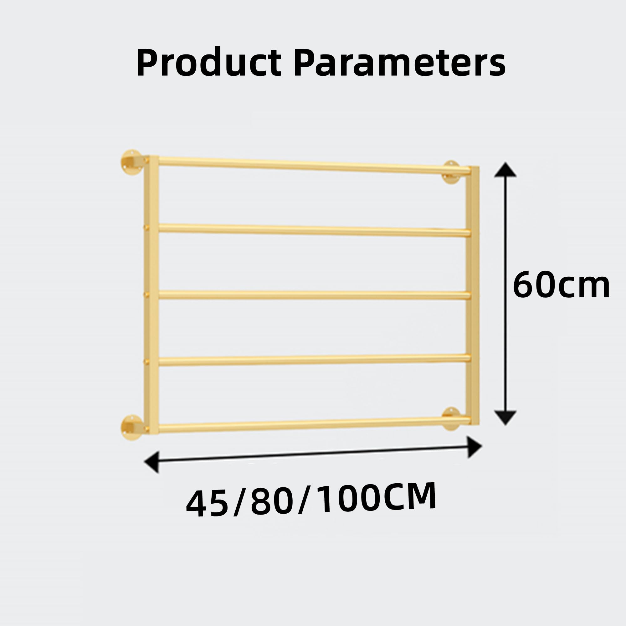 UWYTGF Large Wall Mount Scarf Rack,Commercial Retail Display Holder for Bedroom Closet,Hanging Silk Scarf Hanger Stand,for Clothes,Shawls,Wraps,Towel,Gold,9 Layer 80X120Cm,5 Layer 80X60Cm