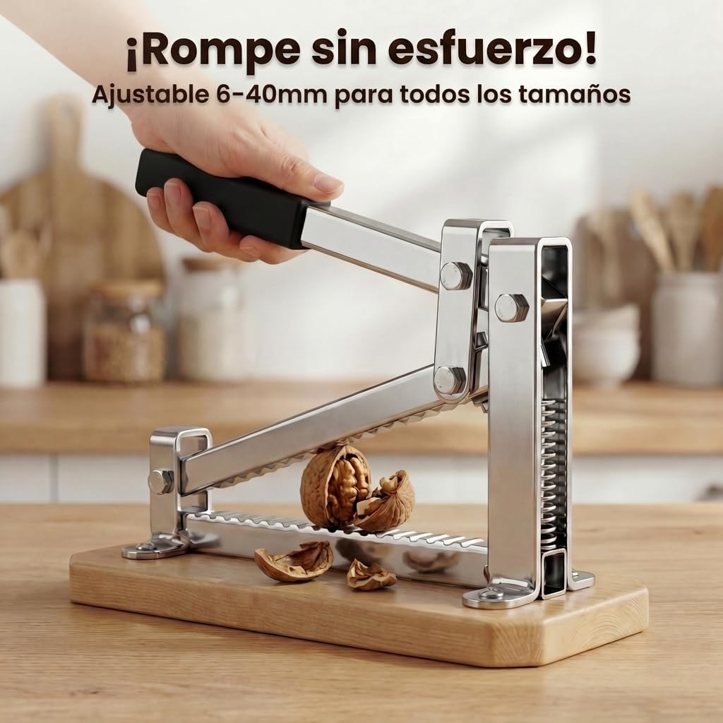 Pelamatic - Manual Nutcracker | Universal Adaptability for All Nuts | Durable Zinc Plated Iron & Wood | Fast & Efficient Nut Splitting | Portable & Compact Design, Grey/Brown, Normal Size, Iron Wood - Image 2