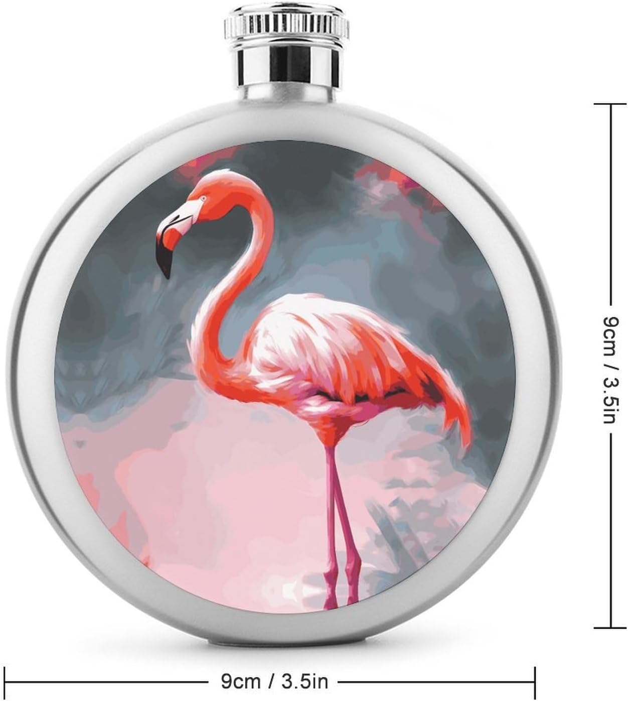 Painting Flamingo Hip Flask 5 Oz Round Stainless Steel Mirror Polished Wine Pot Portable Pocket Wine Whiskey Flask Small Drinking Flasks Drinkware for Men Women