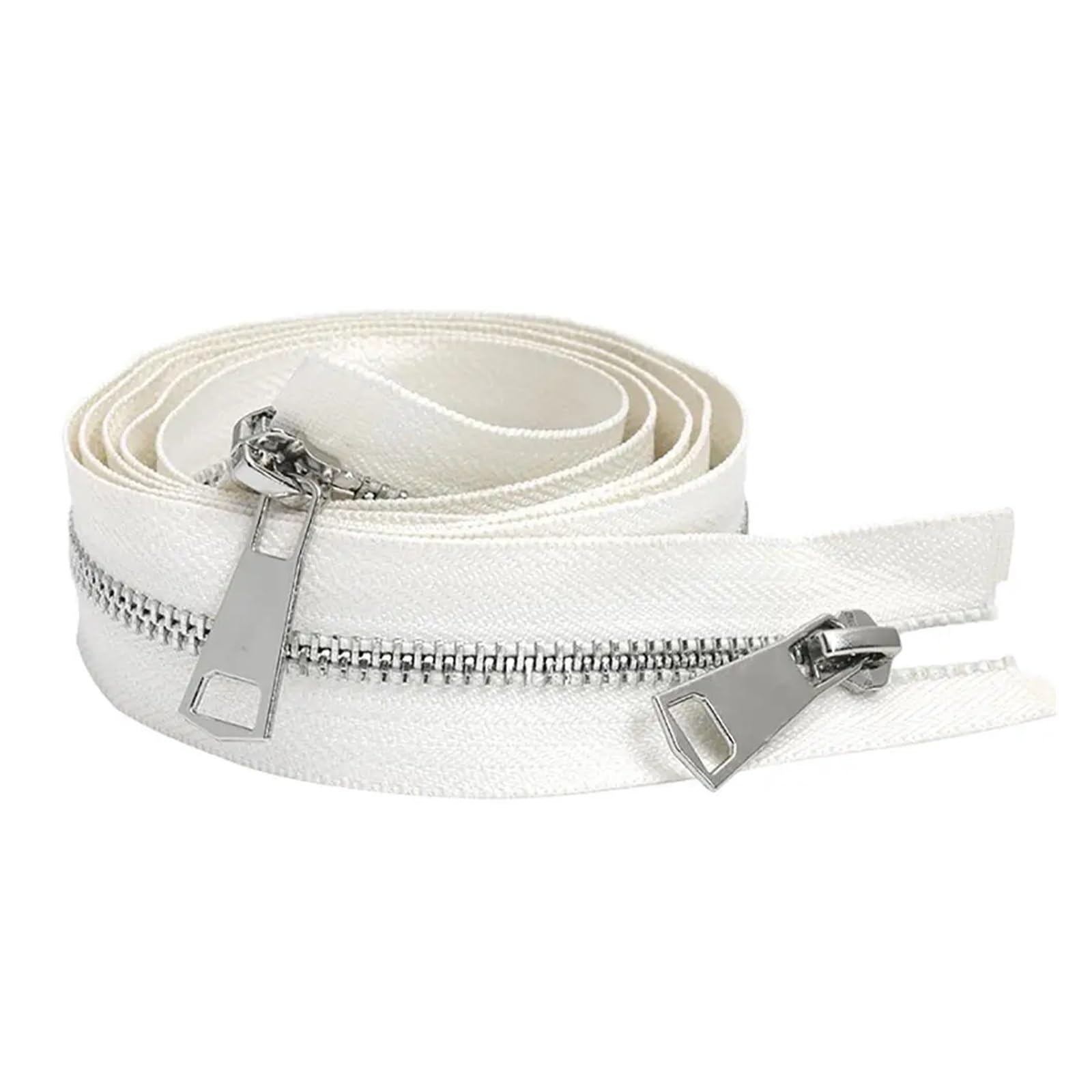 Zip 30/40/50/60/70/80cm 5# Colorful Open-end Double Sliders Silver Metal Zipper DIY Handcraft for Cloth Pocket Garment Bag Clothes (Color : White, Size : 80cm)