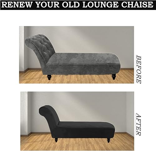 Miniatura 3 de GAMUKAI Funda de terciopelo de lujo para diván, alta elasticidad, lavable a máquina, para tumbonas sin brazos, funda para diván interior para sala