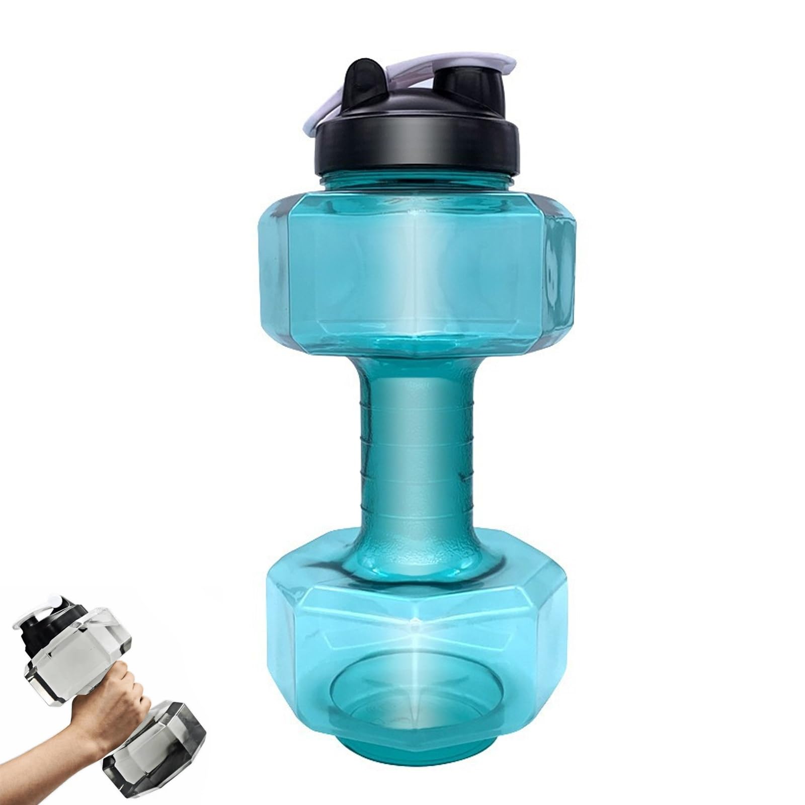Dumbbell Shaped Water Bottle,Water Filled Dumbbells Cup,Portable Weight Water Bottles,Dumbbells Travel Cup For Gym,Outdoors,Camping,Gym Gifts For Men Women,Flip Top Leak Proof Lid(2600ml-green)