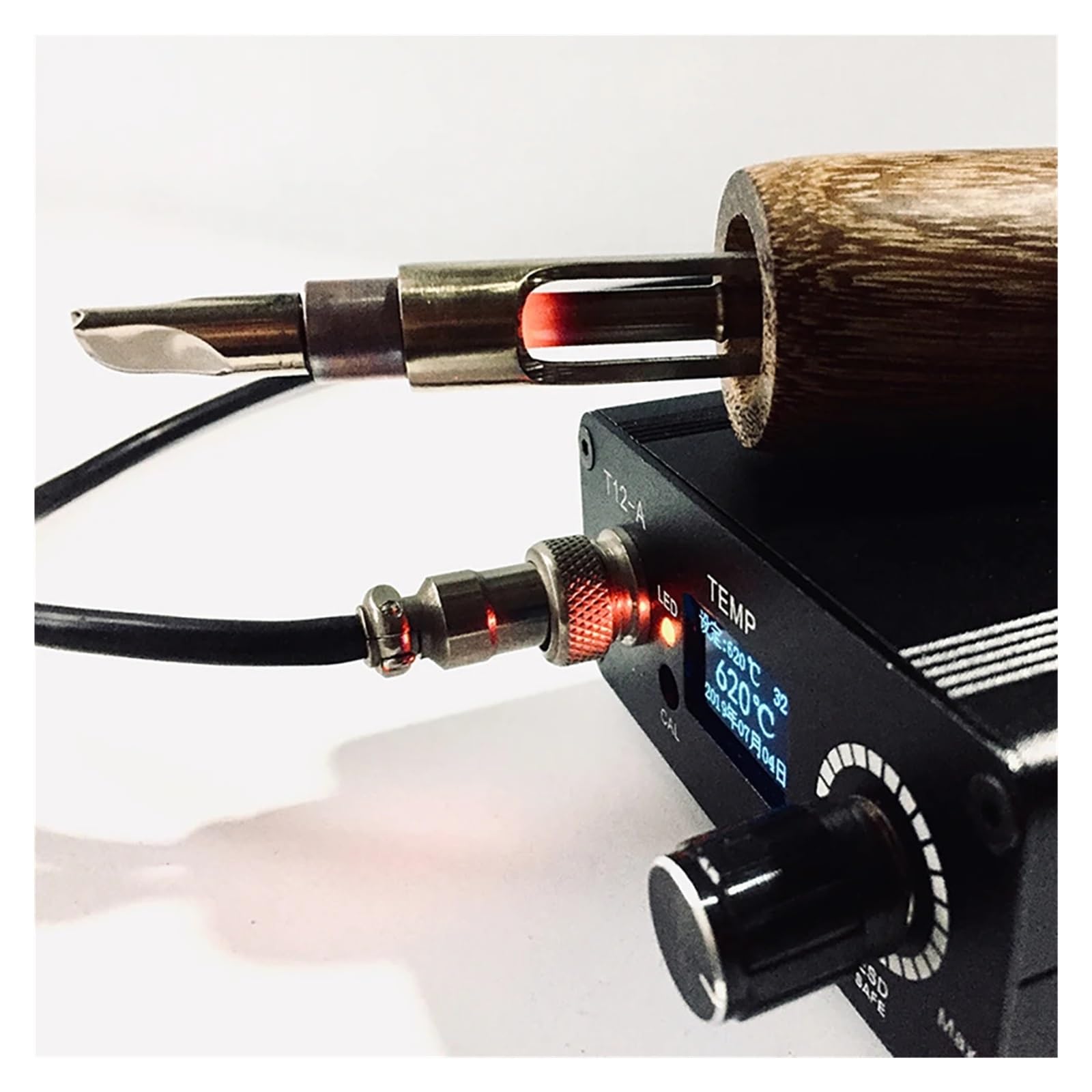 Elektryczna maszyna do bigowania krawędzi skórzanych, bigówka do krawędzi skórzanych, zestaw narzędzi do bigowania krawędzi z uchwytem DIY(Wenge Handle)