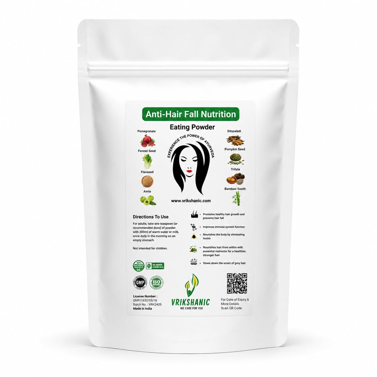 Anti Hair Fall Nutrition Eating Powder | Ayurvedic Hair Nutrition Supplement with Amla, Flaxseed, Pumpkin Seed, Pomegranate & Triphala | Supports Healthy Hair, Scalp Nourishment & Overall Wellness-picture-19