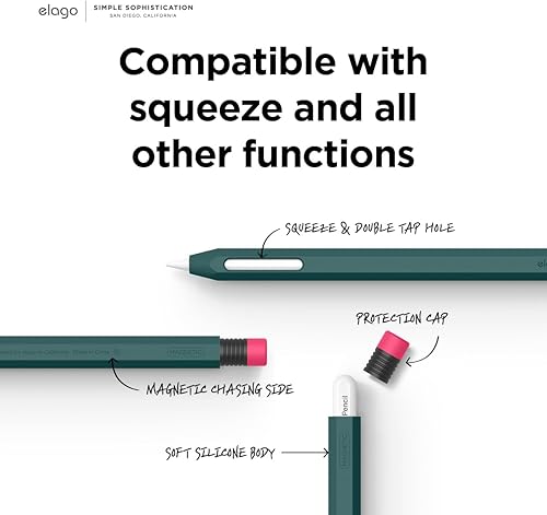 Miniatura 5 de elago Compatible con Funda para Apple Pencil Pro y Funda para Apple Pencil de 2 Generación, Compatible con Carga Magnética, Doble Toque, Apretar,