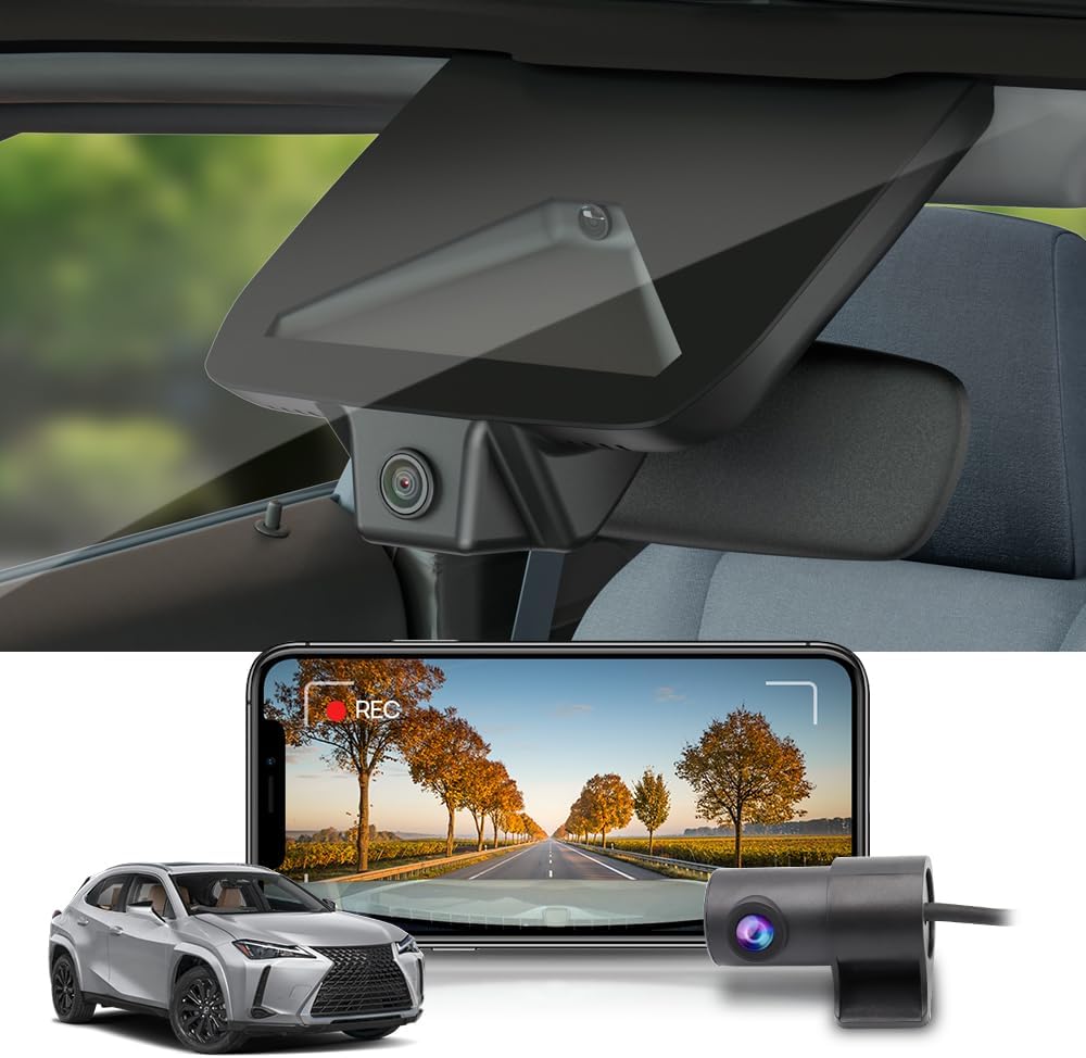 Fitcamx Front 4K+Rear 1080P Dash Cam Adapts for Lexus UX 2025-2026 300h Premium F Sport Handling Design, OEM Look, 2 Way HD Video, WiFi & APP, Loop Recording, Gravity Sensor, Easy to Set, 128GB Card