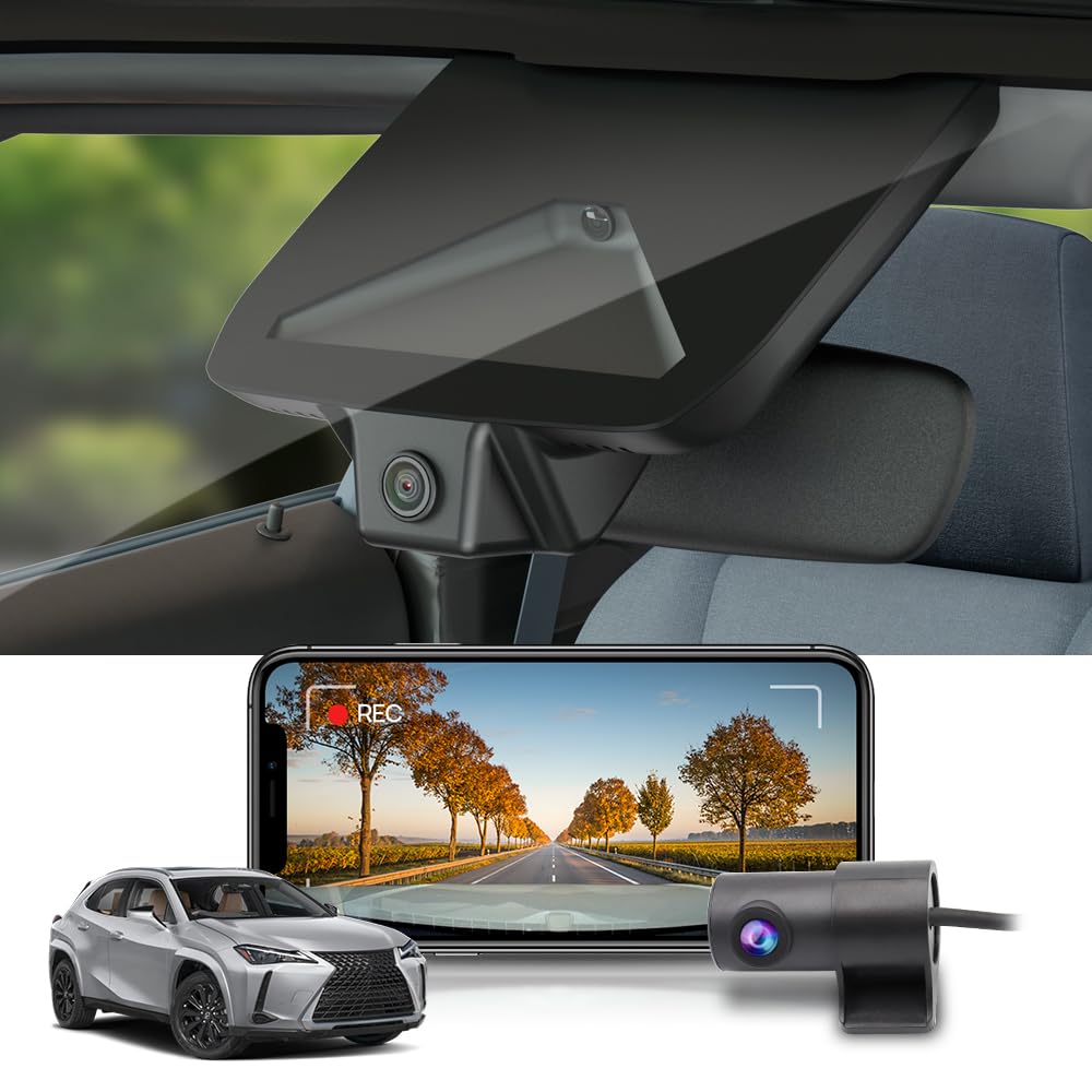 Fitcamx Front 4K+Rear 1080P Dash Cam Adapts for Lexus UX 2025-2026 300h Premium F Sport Handling Design, OEM Look, 2 Way HD Video, WiFi & APP, Loop
