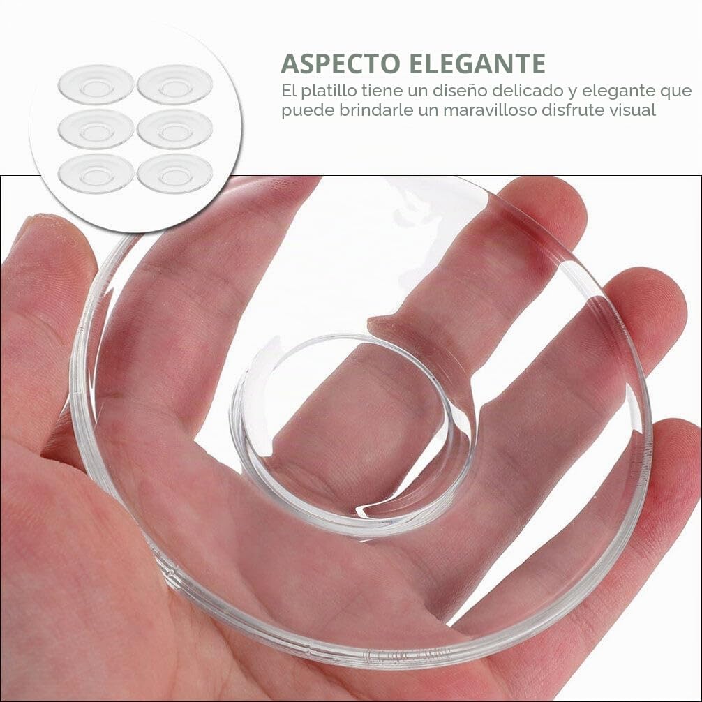 UPKOCH Platos De Vidrio Transparente 6 Piezas Platos De Café Transparente Redondos Para Tazas Snack Café De Té De Postre Para La Cocina De Casa