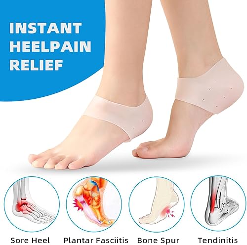 Miniatura 4 de Talones de gel (3 pares) – Ideal para dolor de talón, alivio hidratante para curar talones secos agrietados, tendinitis de Aquiles y silicona de