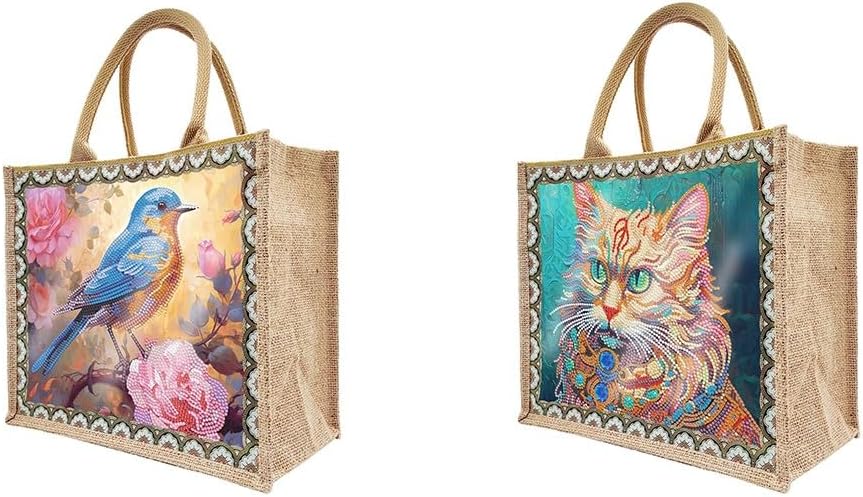 2Pcs Mandala Handbag Handmade Diamond Art Painting Purses with 4Pcs Replaceable Canvas Pattern DIY Shoulder Makeup Bag for Women Art Craft Gift-02