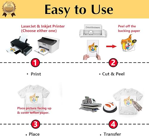 Miniatura 10 de TransOurDream Papel de transferencia de calor para camisetas (luz 3.0, 15 hojas de 8.5 x 11 pulgadas), vinilo de transferencia de calor HTV