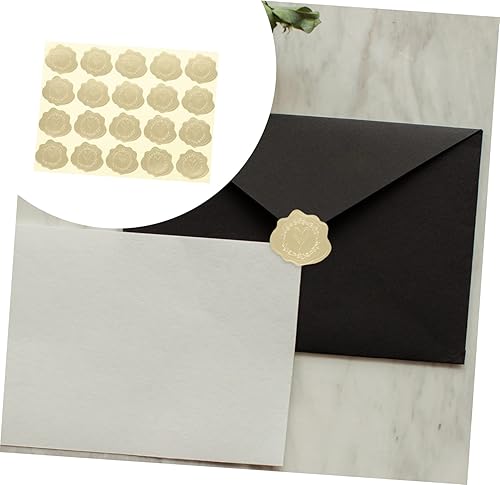 Miniatura 7 de STOBOK 20sheets Embossed Wax Seal Stickers for Wedding Invitations Greeting Cards and Crafts Heart Decorative Self-Adhesive Sealing Labels for