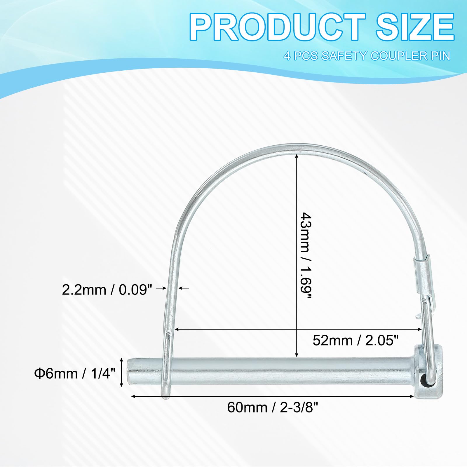 PATIKIL Trailer Coupler Pin 1/4x2-3/8x2.05"(D*L*IW) - Image 2