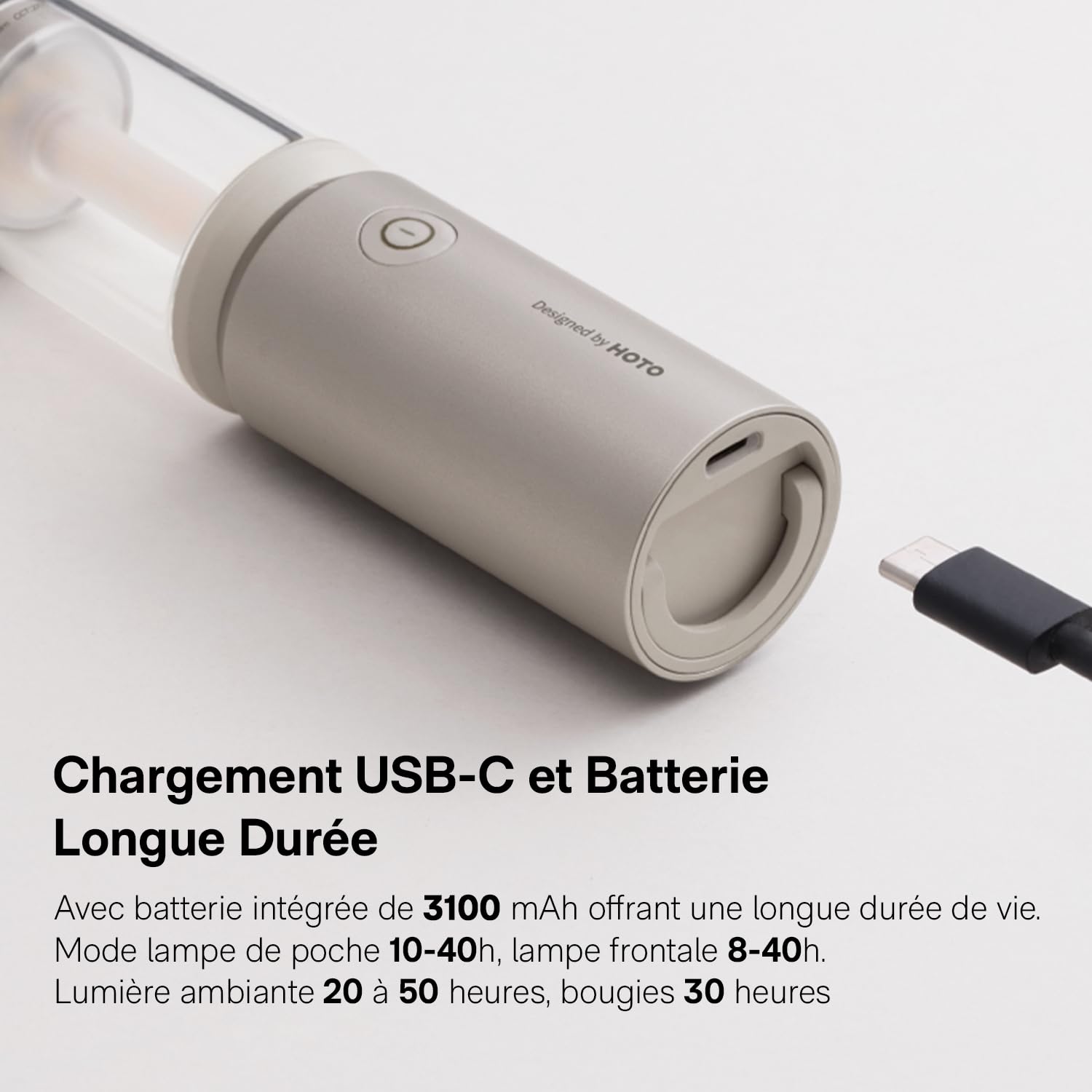 HOTO Lanterne Camping Rechargeable IPX6 étanche, abat-jour détachable | 3 modes, batterie 3100 mAh, 180 lumens, autonomie 8~50h, charge Type-C