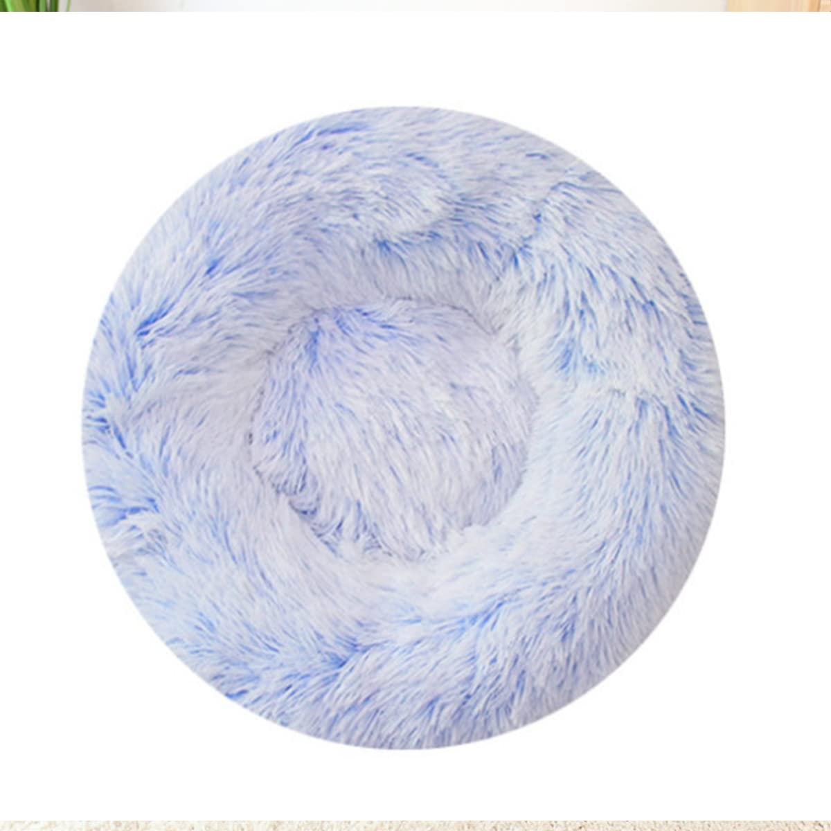 Calming Dog Bed Cat Bed, Washable Round Dog Bed Anti-Slip Fluffy Faux Plush Donut Cuddler Cat Bed for Small Medium Large Dogs - Waterproof Bottom diameter39in