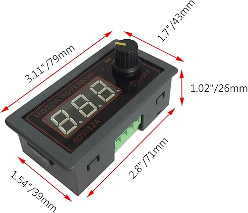 Miniatura 2 de DC 12V 24V 36V 48V 12A 500W PWM Controlador de velocidad del motor, mini interruptor de control de velocidad, regulador de velocidad con perilla