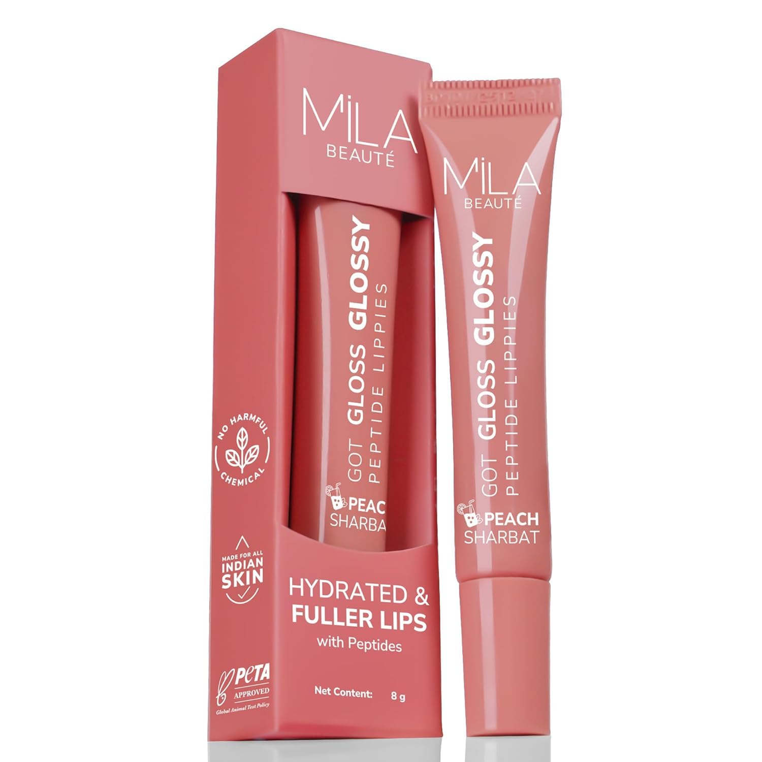 PREMIUM Peptide Lip Gloss Balm I With SPF & Hyaluronic Acid I Plump & Fuller Lips I Hydrating & Shiny Lip Balm Non Sticky I Highly Pigmented I Soft & Nourished Lips - Peach Sharbat SH-7711-image-13