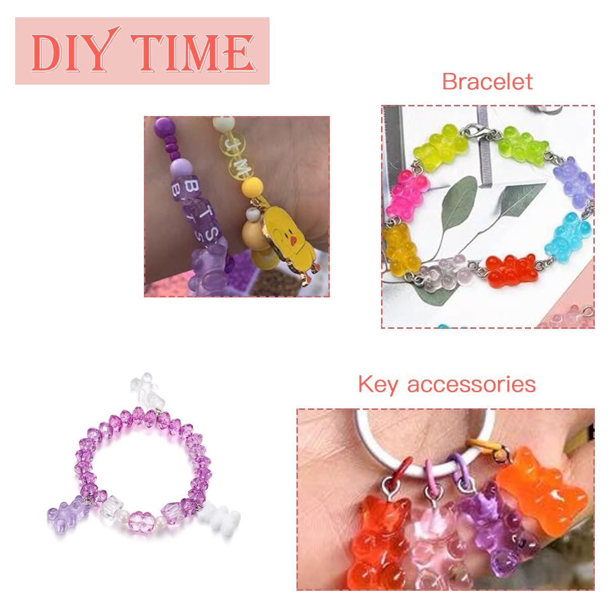 JABNOW 217pezzi Charms Set di Pendenti, Ciondoli Assortiti Smaltati Set di Gioielli Fai da Te con Charms Farfalla Ciondolo Orso Gommoso per Caviglia E Decorazioni Orecchin Regalo Fai da Te