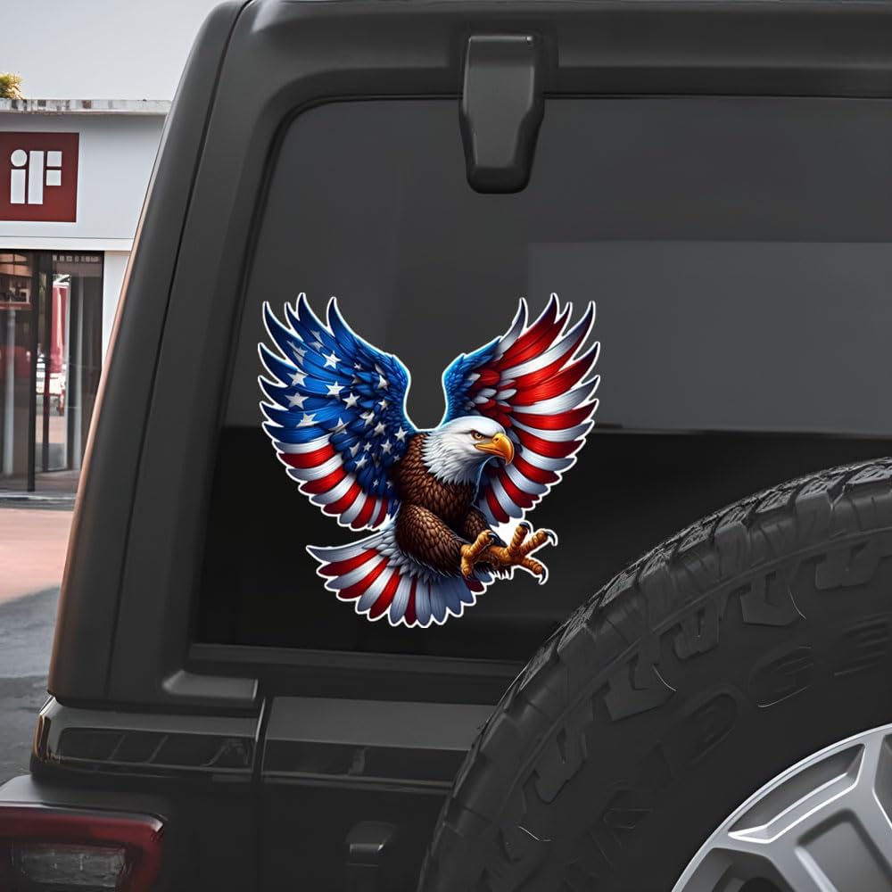 2 PCS American Eagle Patriotic Vinyl Decal - Waterproof Removable Stickers for Car, Truck, Motorcycle,Laptop, USA Flag Themed Decorative Sticker(A-221) - Image 2