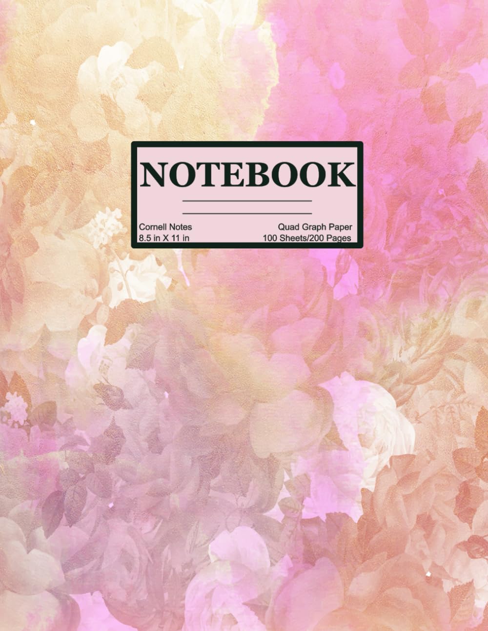 Cornell Graph Paper Notebook: Quad Grid Ruled, Cornell Note-Taking System, (8.5" X 11"), 200 Pages, Peony Gift