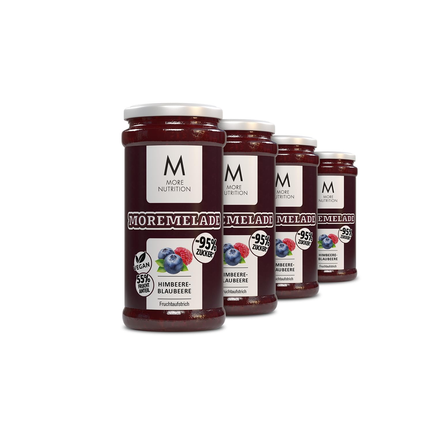 MORE Moremelade, 4 x 240g, Himbeere-Blaubeere, Light 